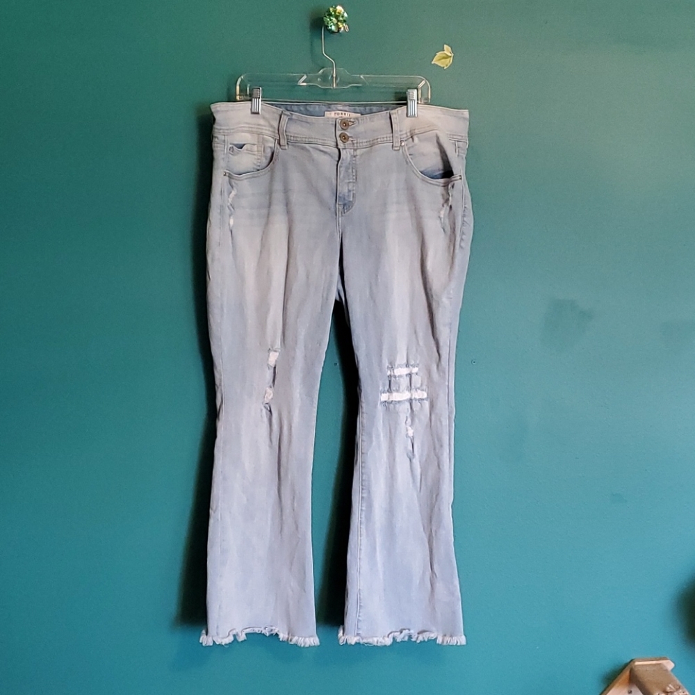 Torrid light wash distressed flare jeans